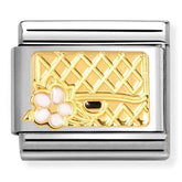 Nomination Composable Classic Link 030272/94 Bag with Flower in 18K Gold & Enamel